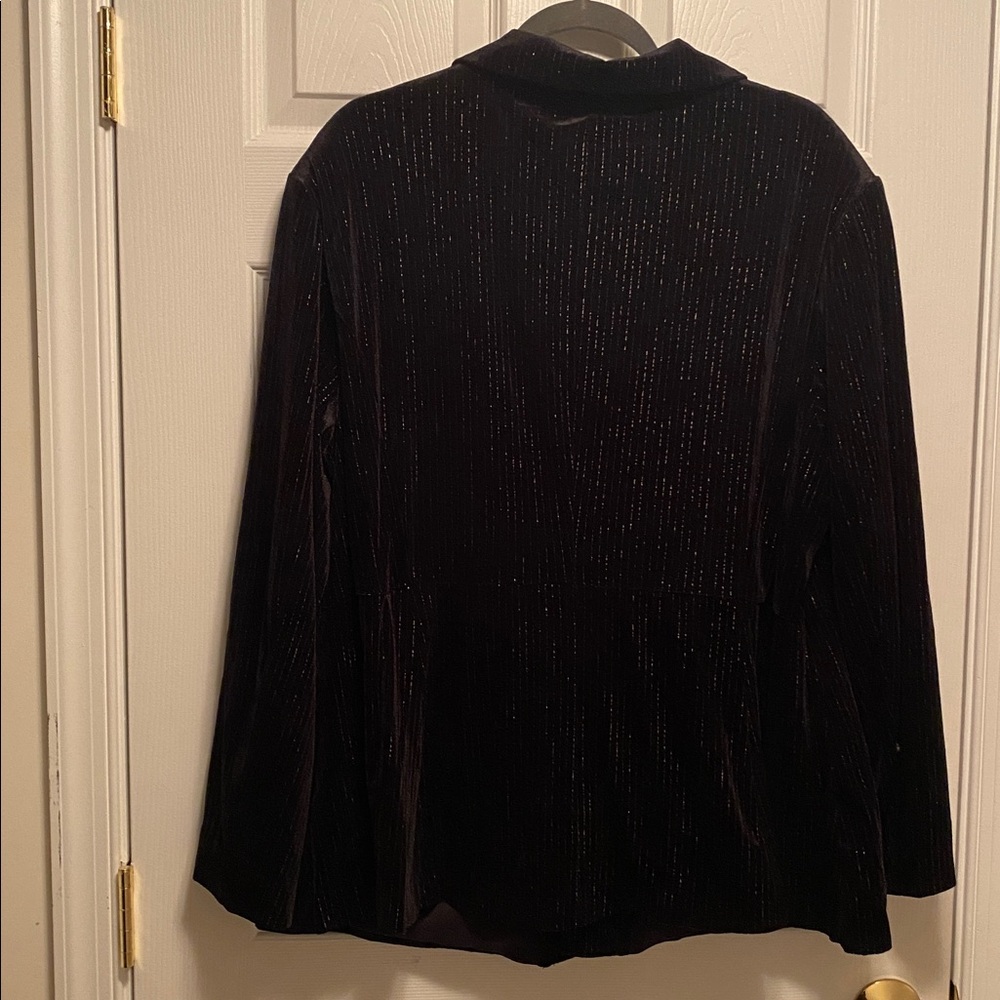 Ava & Viv Black Velour Blazer with Pinstripes - Picture 2 of 6
